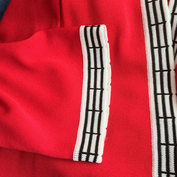 Exclusively Misook Womens Cardigan Small Red 3\4 Sleeve Contrast Trim Acrylic - Picture 4 of 5